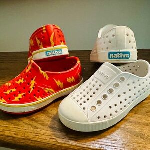 Native Red and White Water Shoes Slip-On
